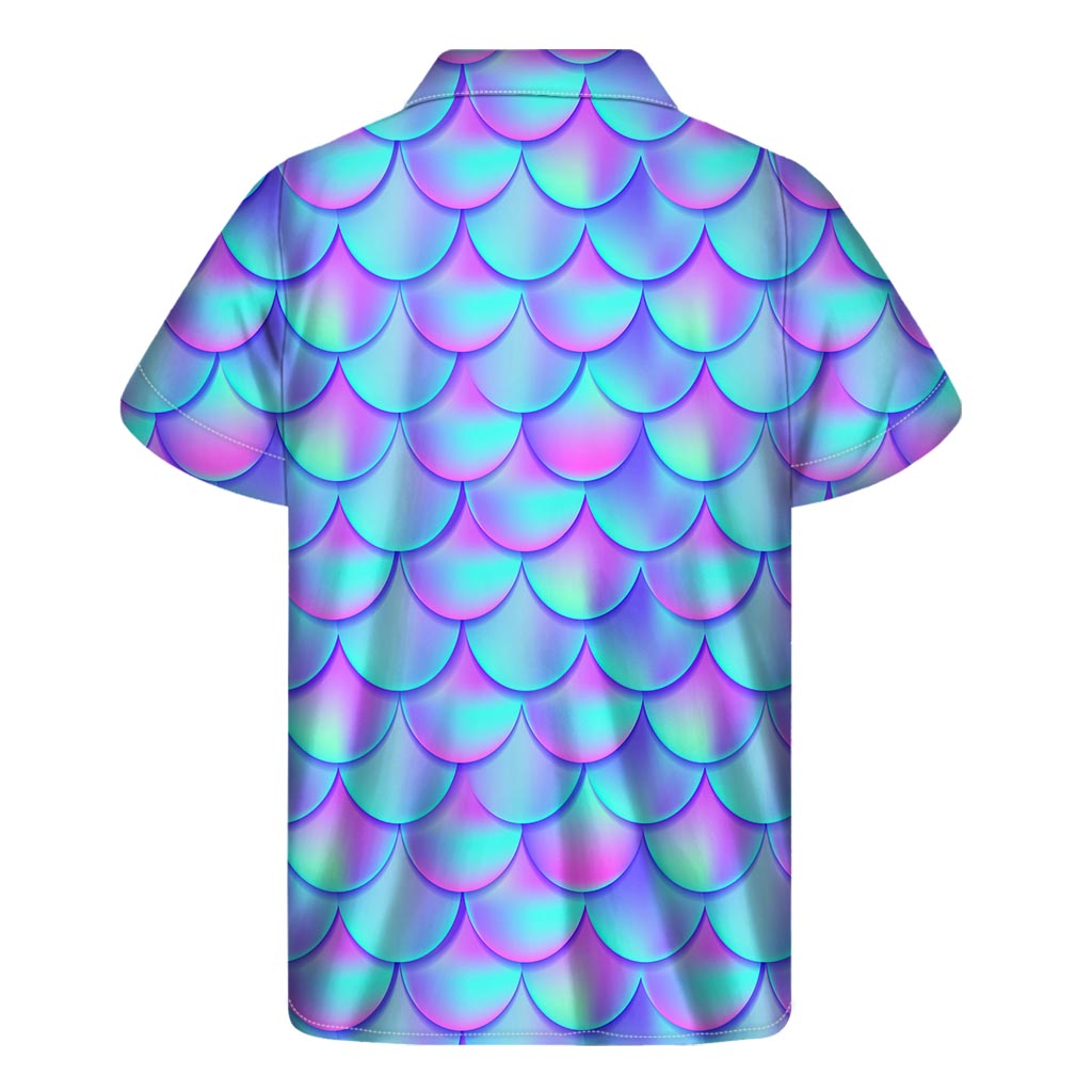 Teal &amp; Purple Mermaid Scales Hawaiian Shirt - 2