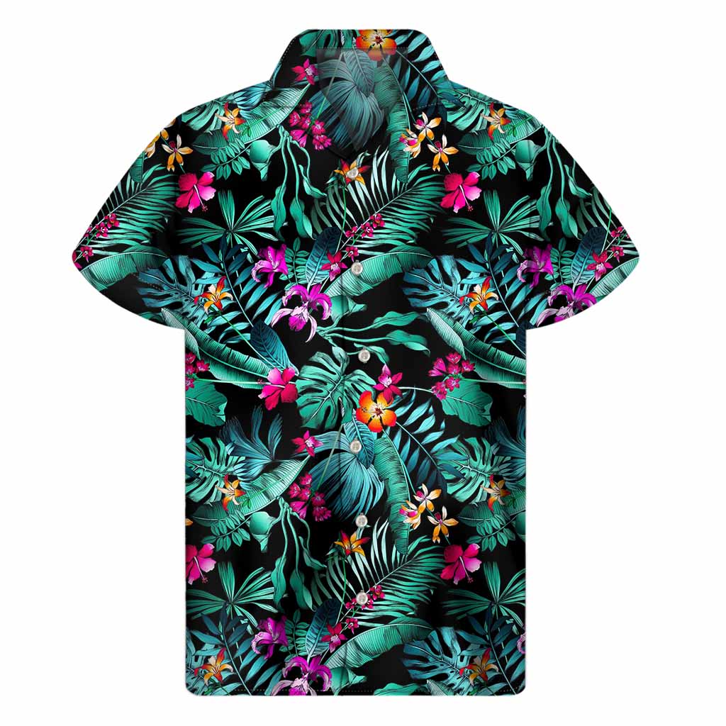 Teal Tropical Leaf Hawaiian Shirt: The Perfect Outfit for a Day in Paradise - 1