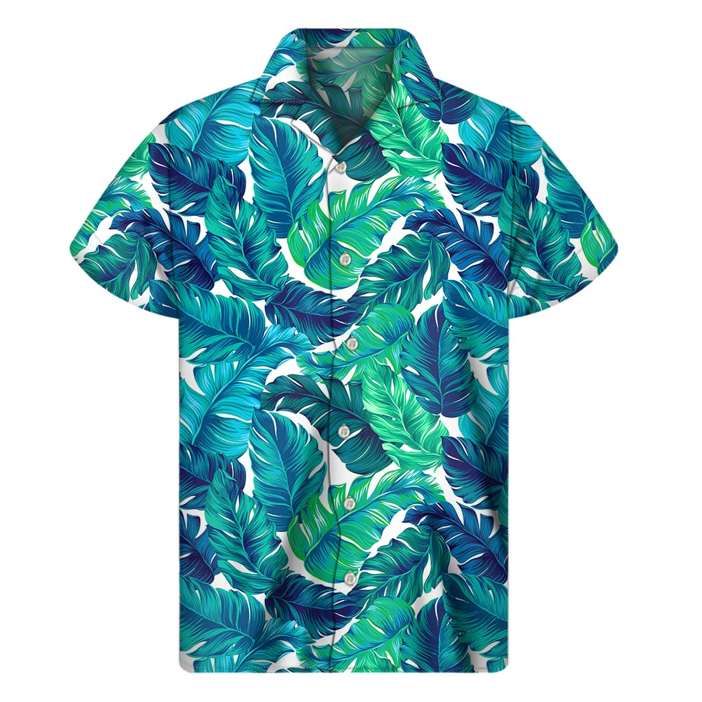 Teal Tropical Leaf Hawaiian Shirt: Embrace Island Style with This Men&#39;s Short Sleeve Shirt - 1