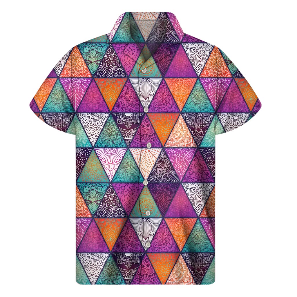 Island Vibes: Triangle Bohemian Mandala Pattern Hawaiian Short Sleeve Shirt - 1