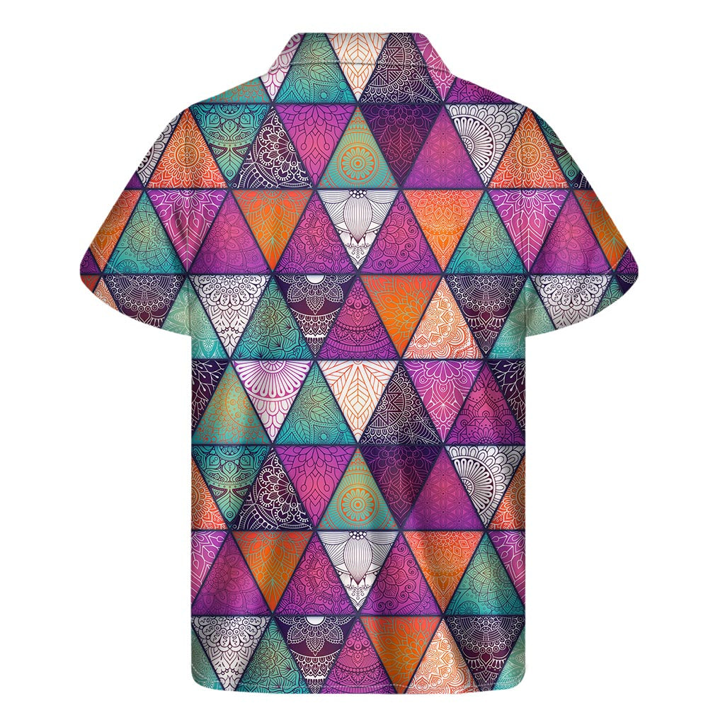 Island Vibes: Triangle Bohemian Mandala Pattern Hawaiian Short Sleeve Shirt - 2