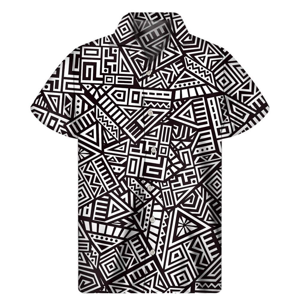 Island Vibes: Hawaiian Tribal Aztec Geometric Pattern Short Sleeve Shirt - 1