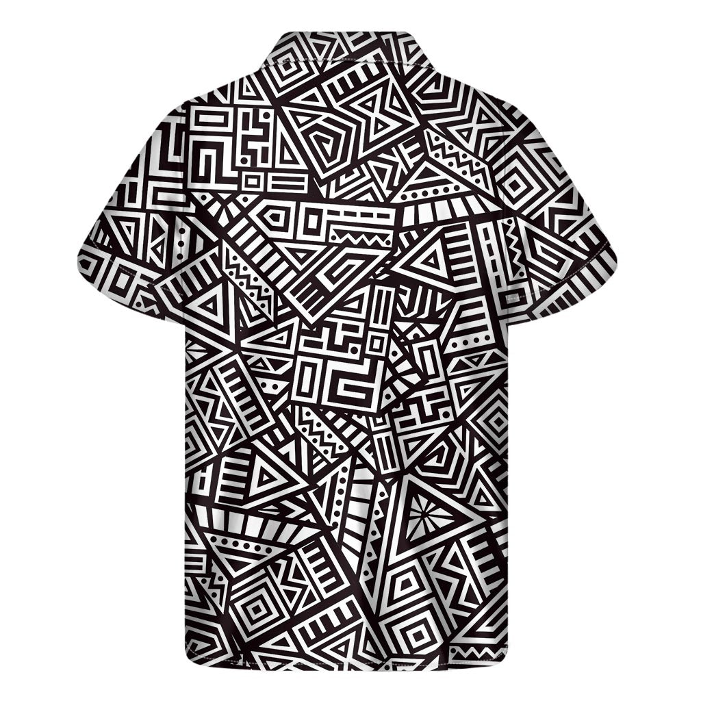 Island Vibes: Hawaiian Tribal Aztec Geometric Pattern Short Sleeve Shirt - 2