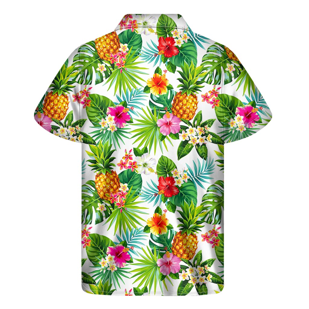 Tropical Aloha Pineapple Pattern Printed Hawaiian Short Sleeve Shirt - 2