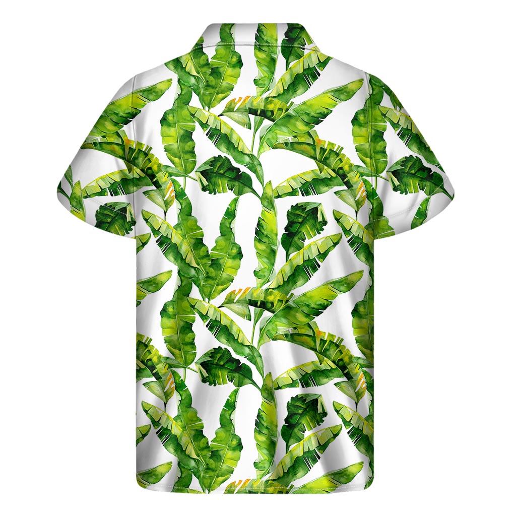 Tropical Banana Leaves Pattern Print Hawaiian Short Sleeve Shirt - 2