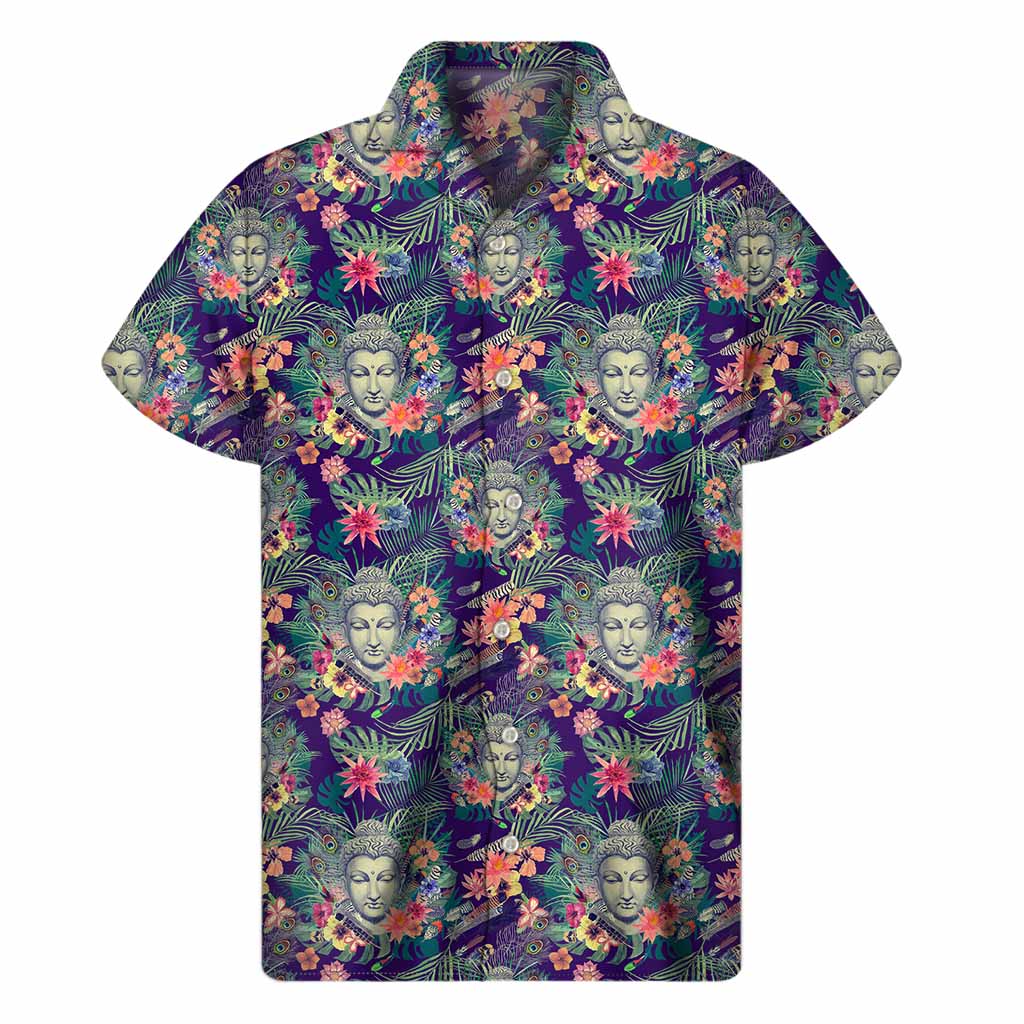 Tropical Buddha Print Hawaiian Short Sleeve Shirt - Embrace the Aloha Spirit - 1