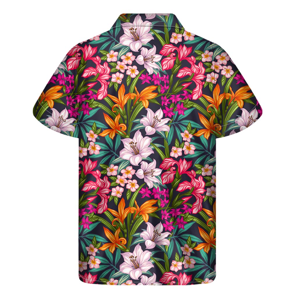 Sunny Days in Paradise: Hawaiian Tropical Flowers Pattern Print Short Sleeve Shirt - 2