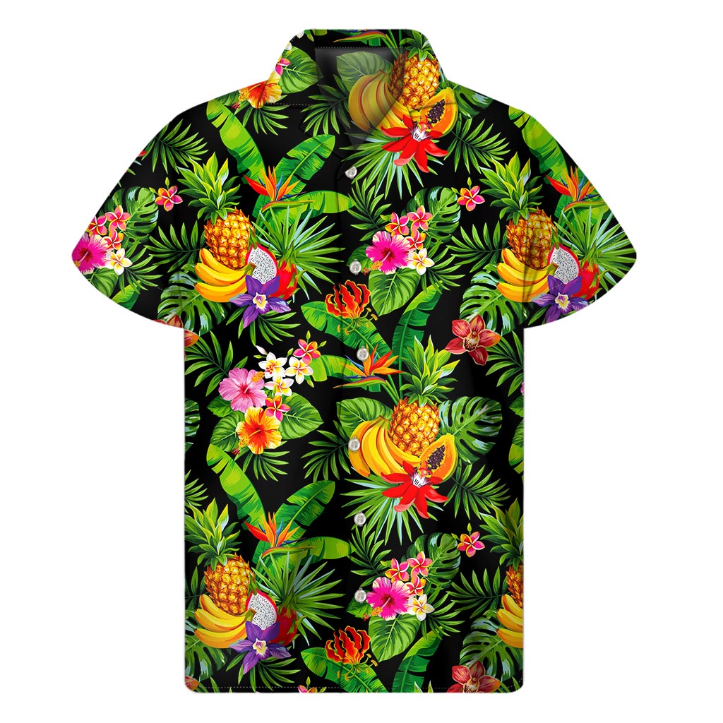 Tropical Hawaiian Fruits Pattern Print Short Sleeve Shirt for Men - 1