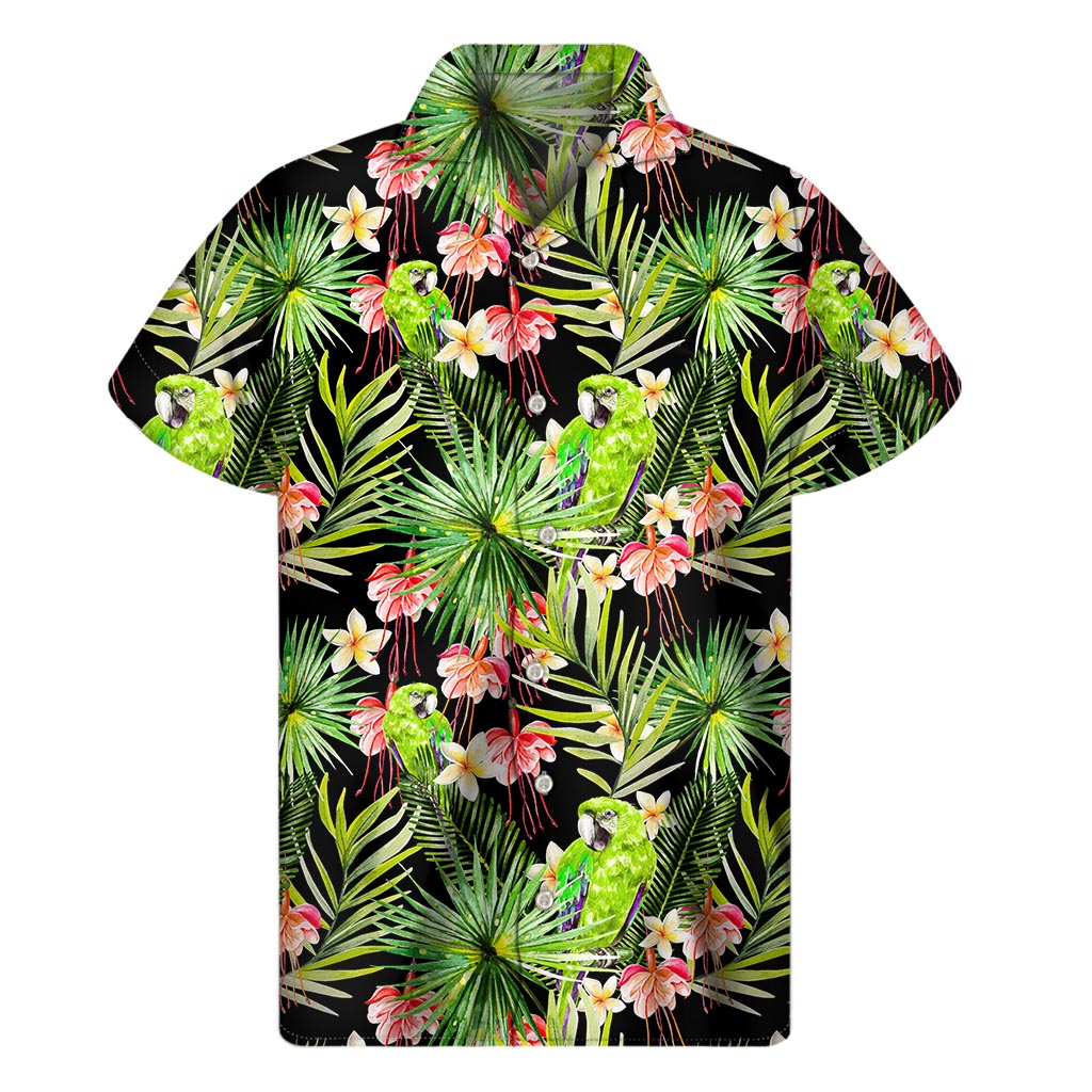 Paradise Found: Tropical Hawaiian Parrot Print Men&#39;s Short Sleeve Shirt - 1