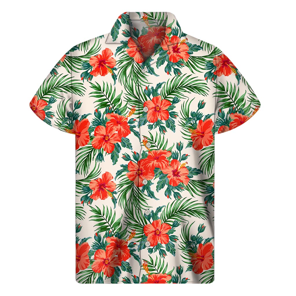 Tropical Hibiscus Blossom Men&#39;s Hawaiian Short Sleeve Shirt - 1