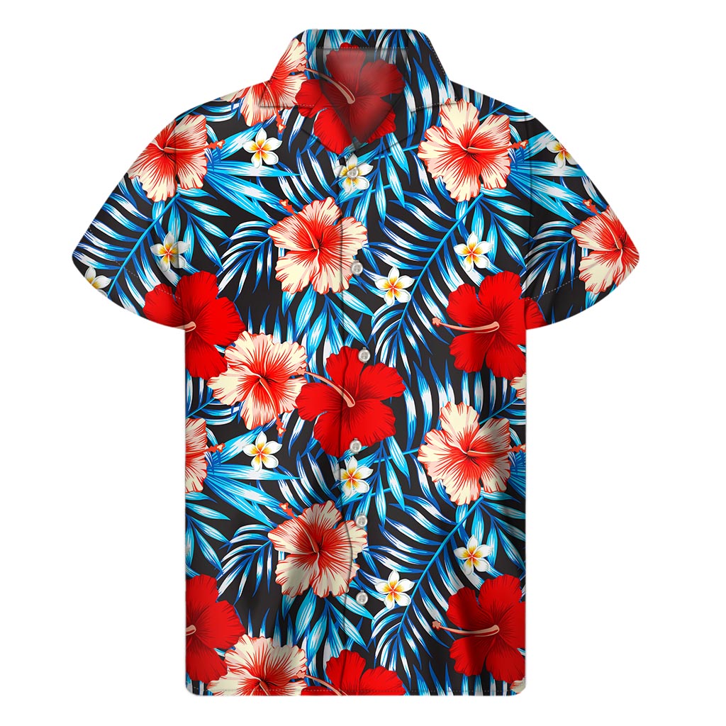 Tropical Turquoise Leaves Hibiscus Hawaiian Shirt - 1