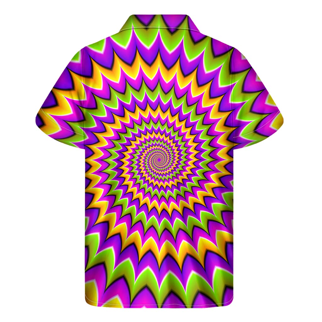 Tropical Vibes: Hawaiian Short Sleeve Shirt in Twisted Colors Optical Illusion Design - 2