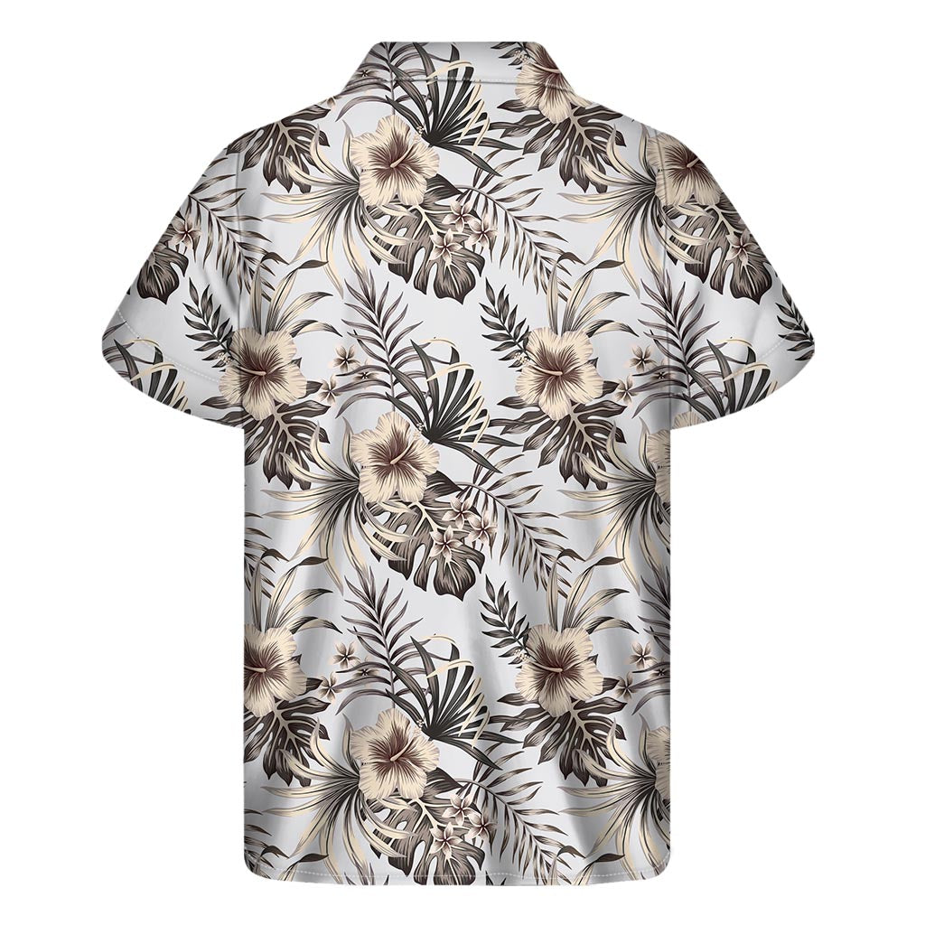 Hawaiian Paradise: Vintage Hibiscus Plumeria Pattern Men's Short Sleeve Shirt - 1