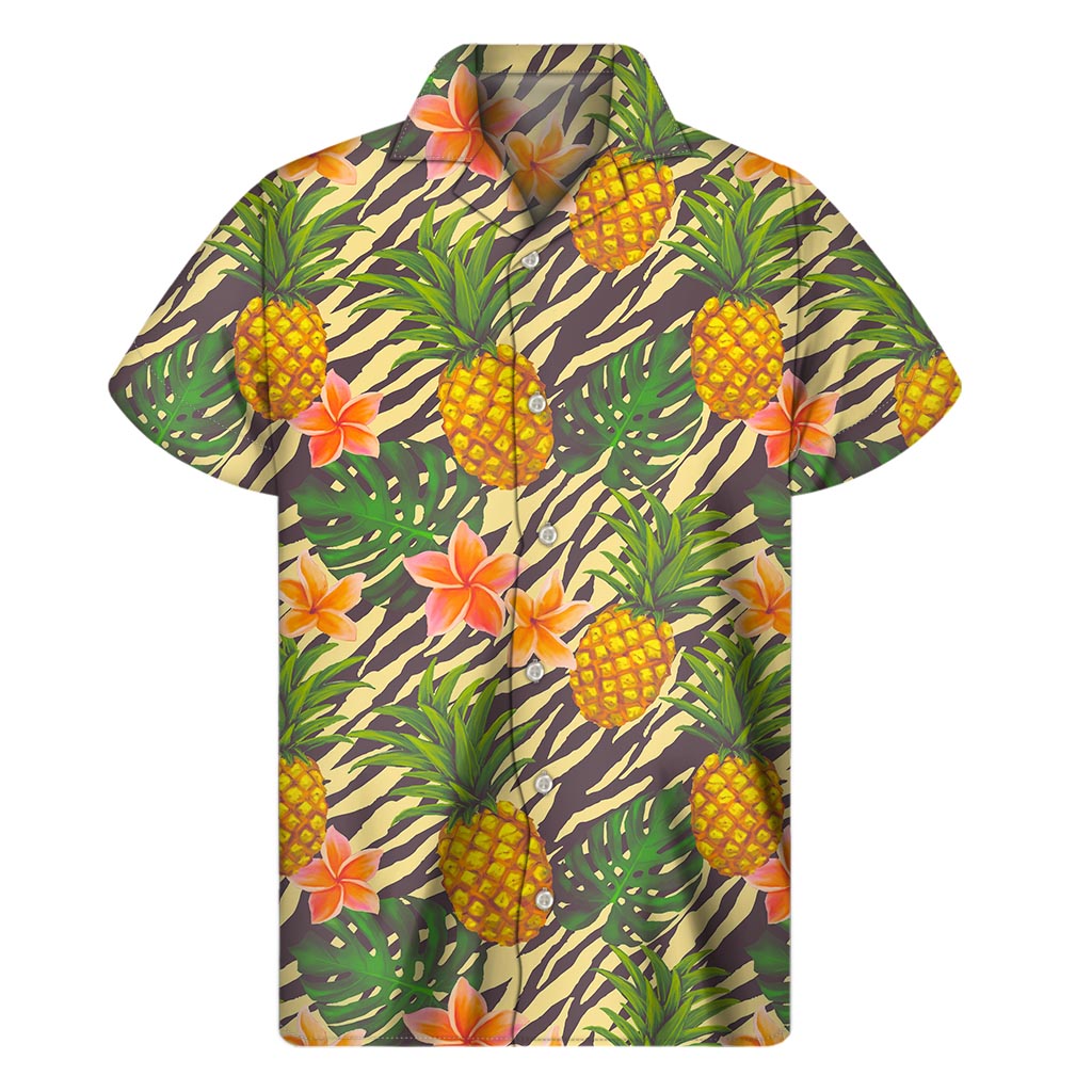 Tropical Vibes: Vintage Zebra Pineapple Hawaiian Short Sleeve Shirt - 1