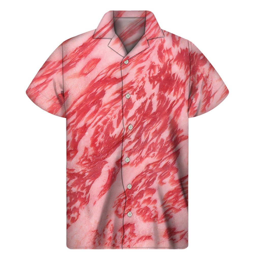 Authentic Hawaiian Style: Wagyu Beef Meat Print Short Sleeve Shirt - 1