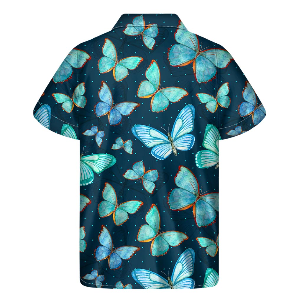 Watercolor Blue Butterfly Hawaiian Aloha Shirt - 2