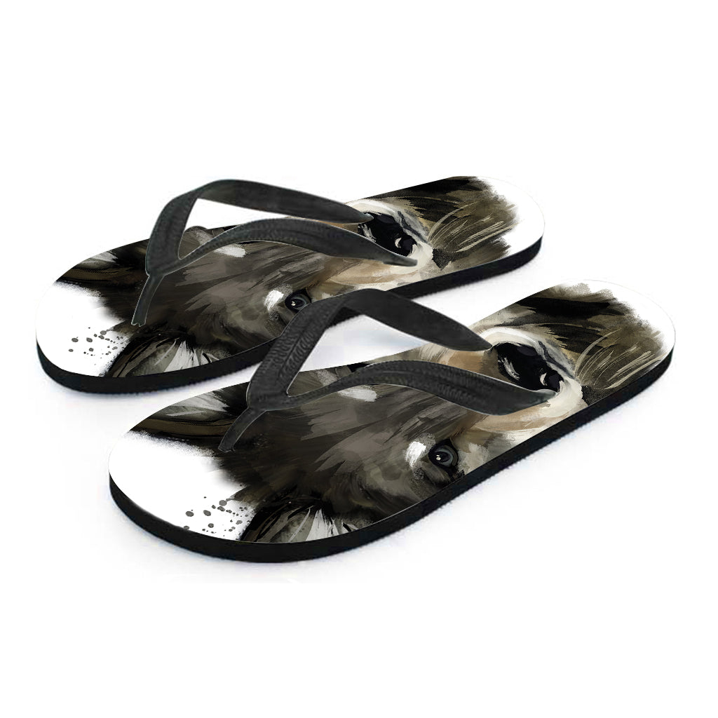 Hawaiian Wolf Watercolor Flip Flops: The Perfect Pair for Your Aloha Attire - 2