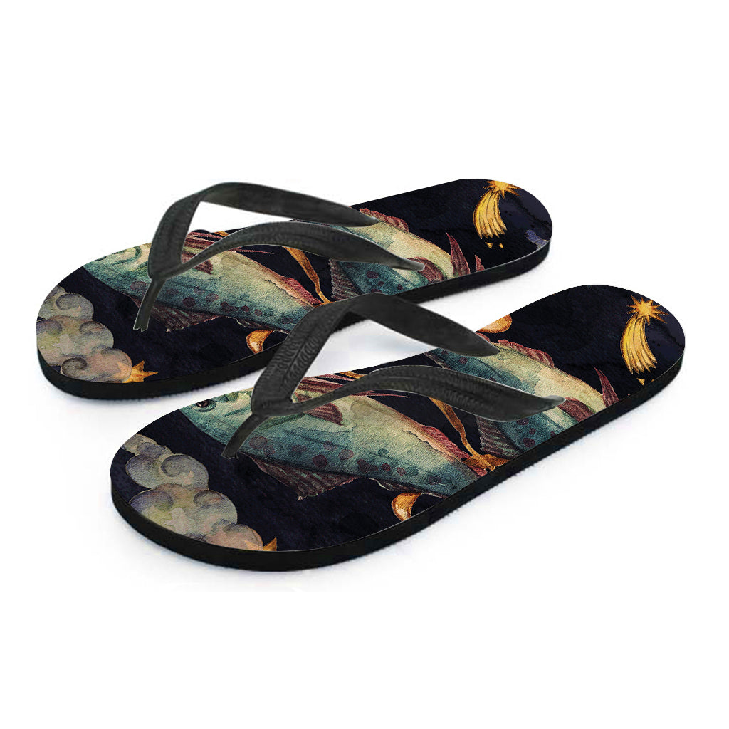 Tropical Vibes: Watercolor Pisces Zodiac Sign Print Hawaiian Flip Flops - 1