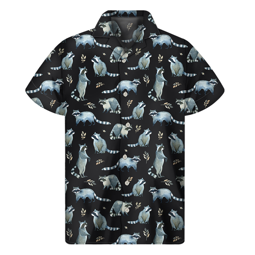 Tropical Vibes: Hawaiian Raccoon Pattern Short Sleeve Shirt - 1