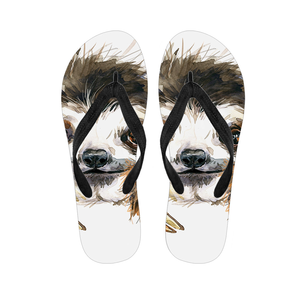 Watercolor Sloth Print Hawaiian Flip Flops: Embrace the Aloha Spirit in Style - 1