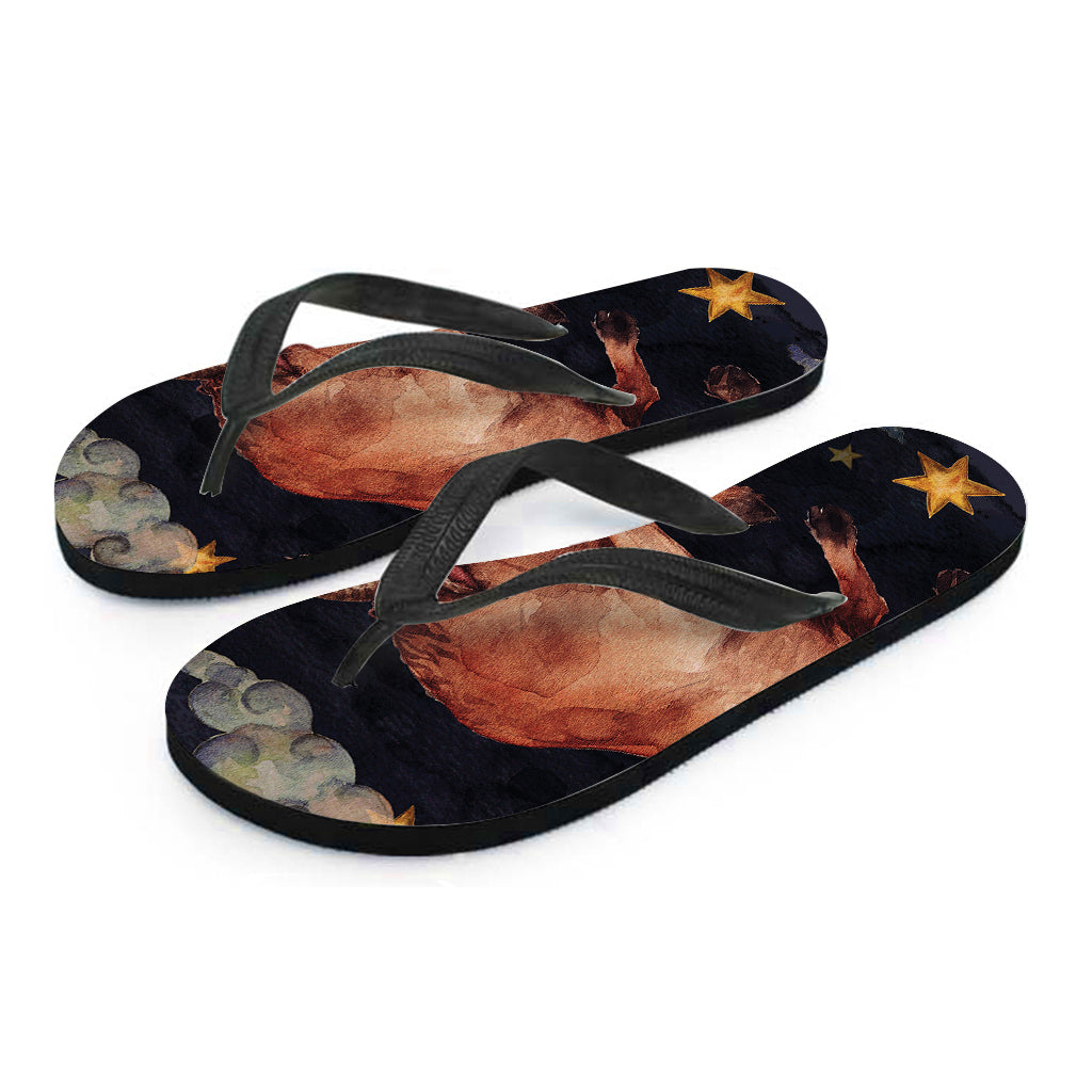 Watercolor Taurus Zodiac Sign Hawaiian Flip Flops - 2