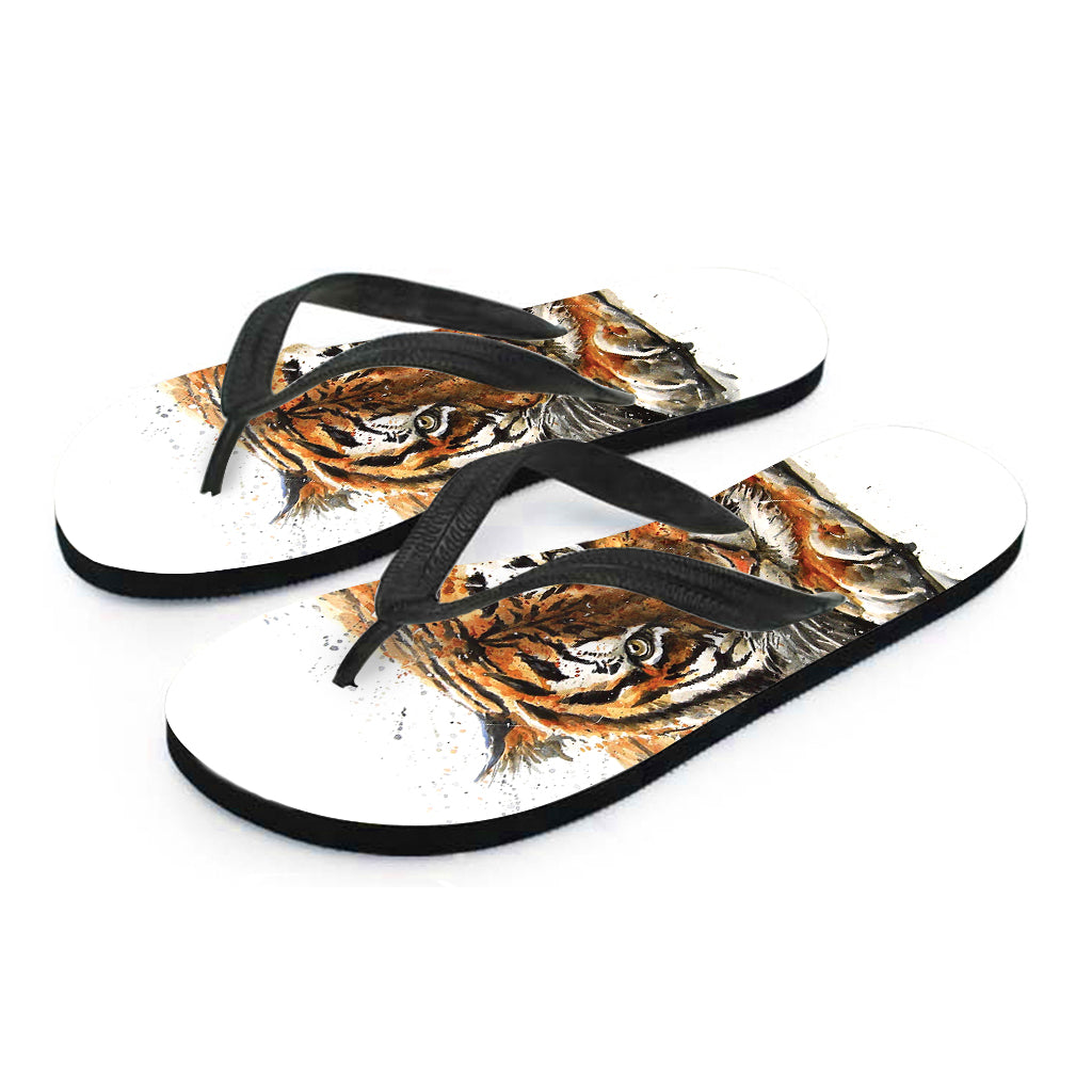 Tropical Tiger Hawaiian Flip Flops: Roaring Style and Comfort - 1