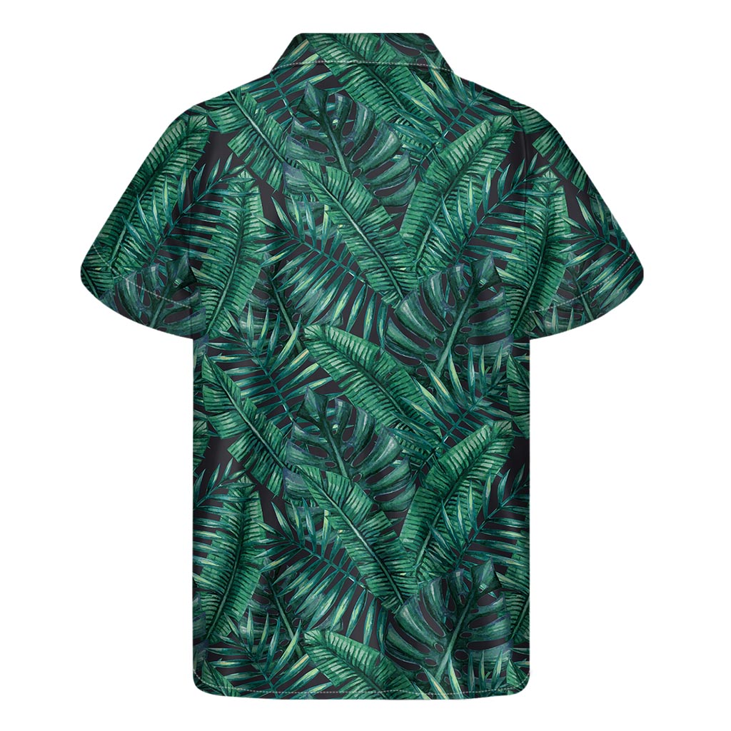 Tropical Breeze: Men's Hawaiian Short Sleeve Shirt with Watercolor Leaf Pattern - 1