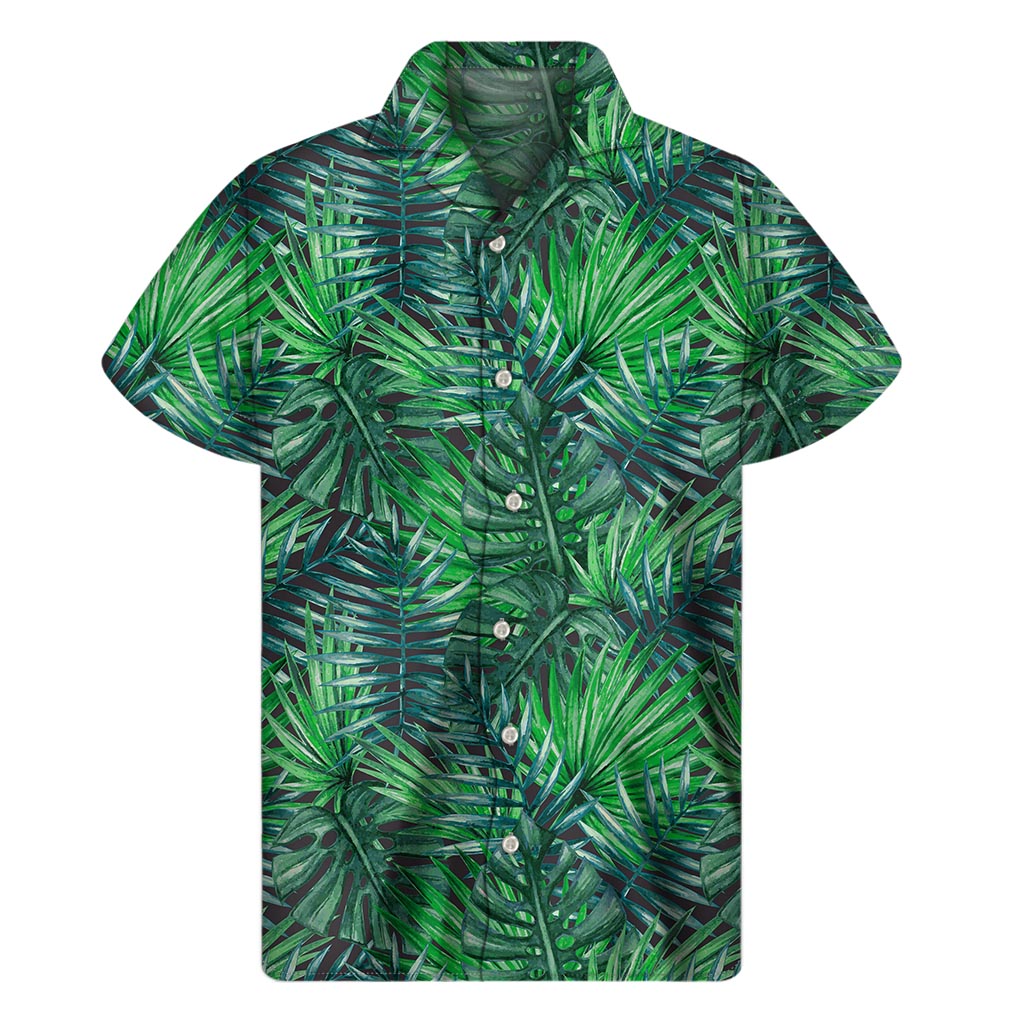 Island Breeze: Watercolor Tropical Leaves Hawaiian Short Sleeve Shirt - 1