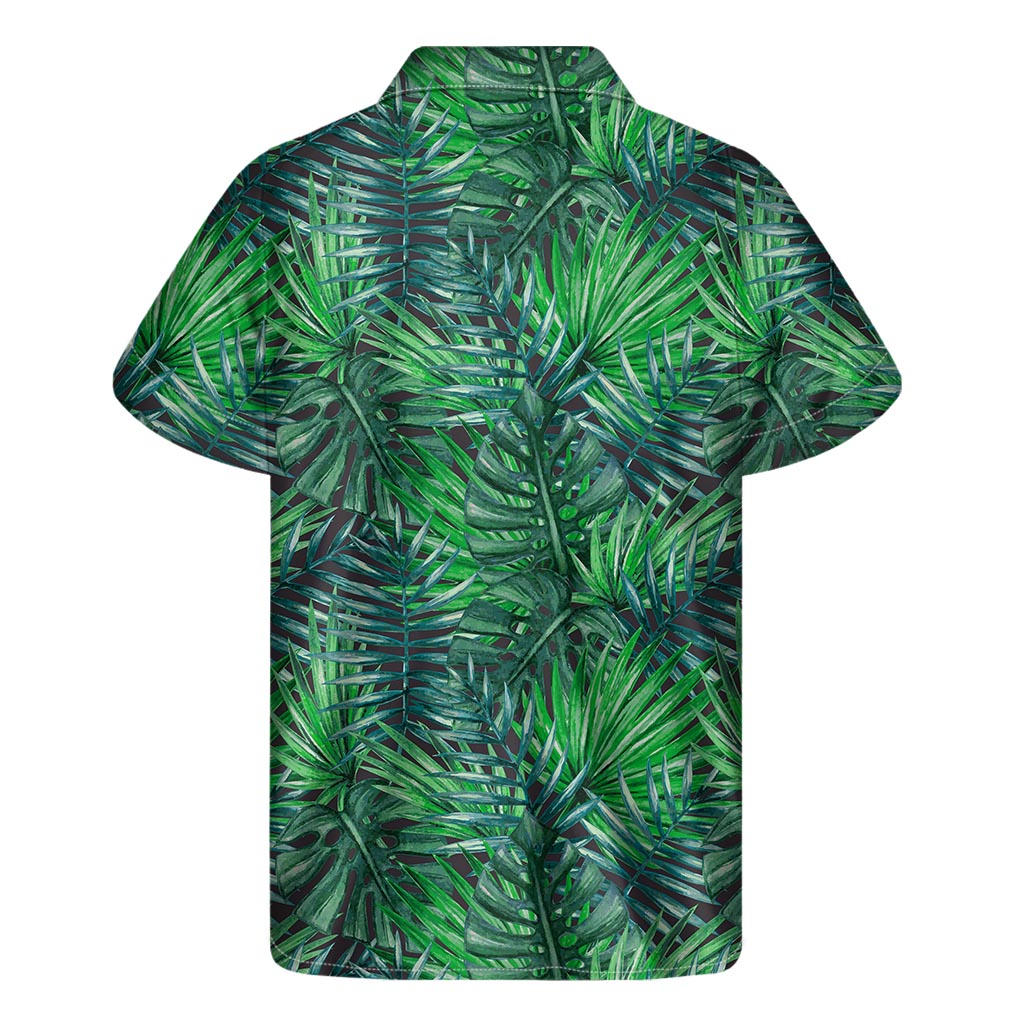 Island Breeze: Watercolor Tropical Leaves Hawaiian Short Sleeve Shirt - 2