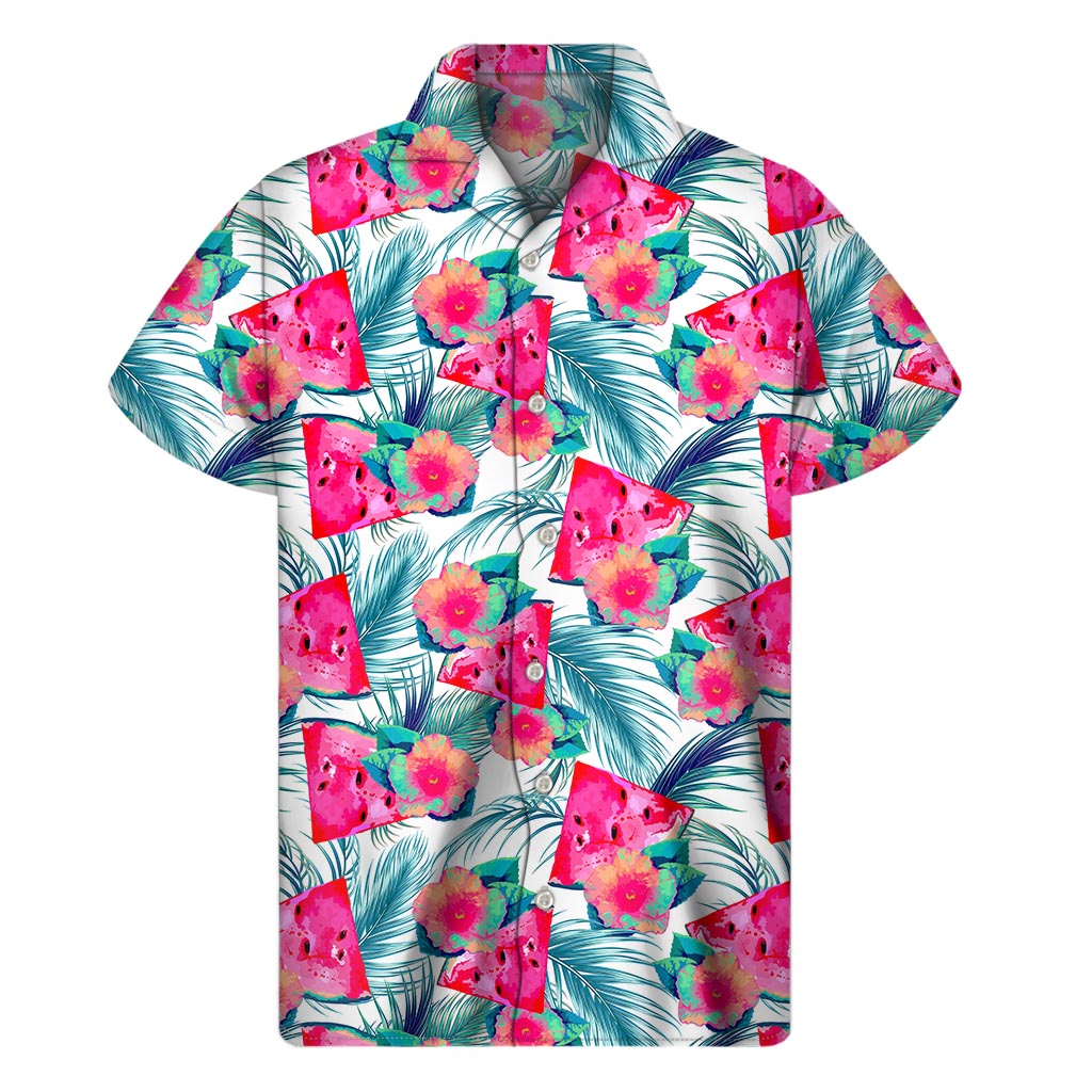 Watermelon Teal Hawaiian Bliss: Men's Short Sleeve Shirt - 1