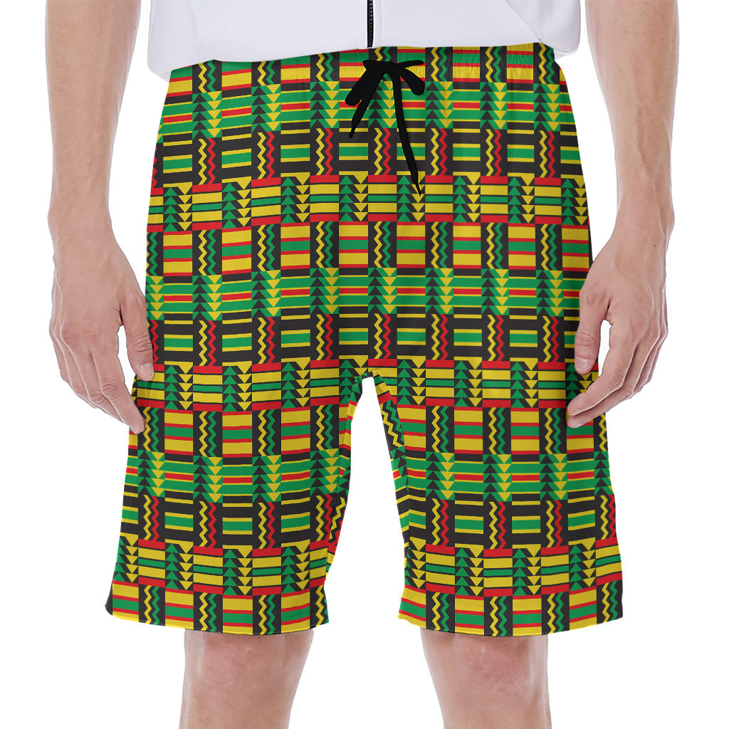 Authentic Hawaiian Men's Beach Shorts with Kente Tribal Pattern - 1