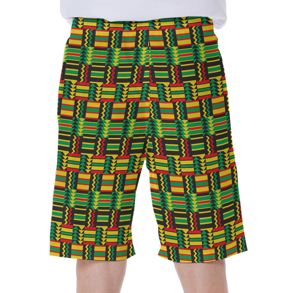 Authentic Hawaiian Men's Beach Shorts with Kente Tribal Pattern - 1