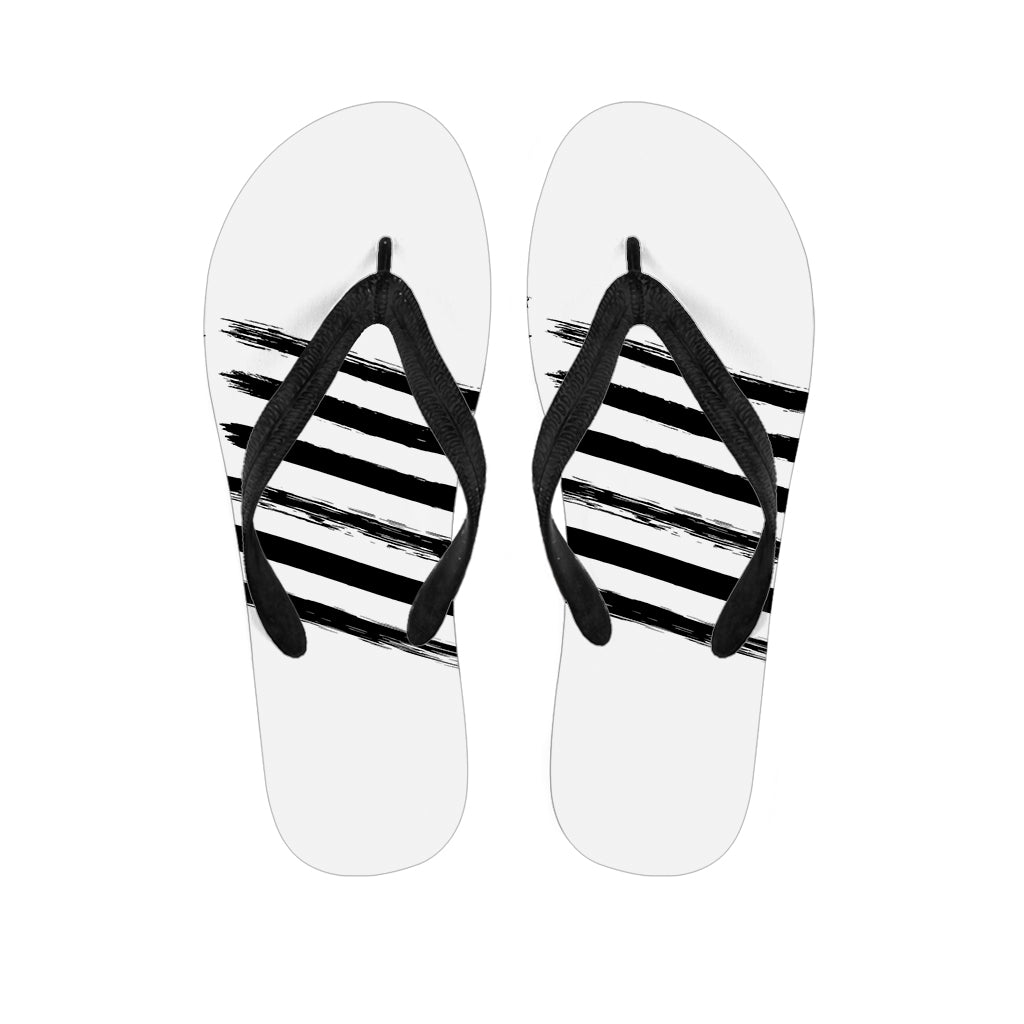 Island Style: White and Black American Flag Print Flip Flops for Your Hawaiian Outfit - 1