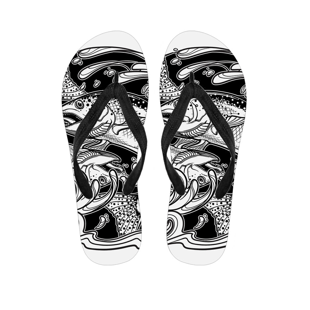 White and Black Pisces Sign Hawaiian Flip Flops: The Perfect Addition to Your Tropical Outfit - 1