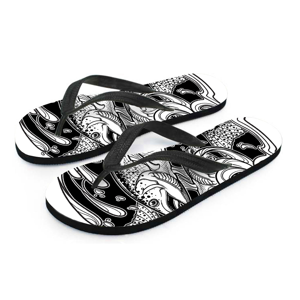 White and Black Pisces Sign Hawaiian Flip Flops: The Perfect Addition to Your Tropical Outfit - 2