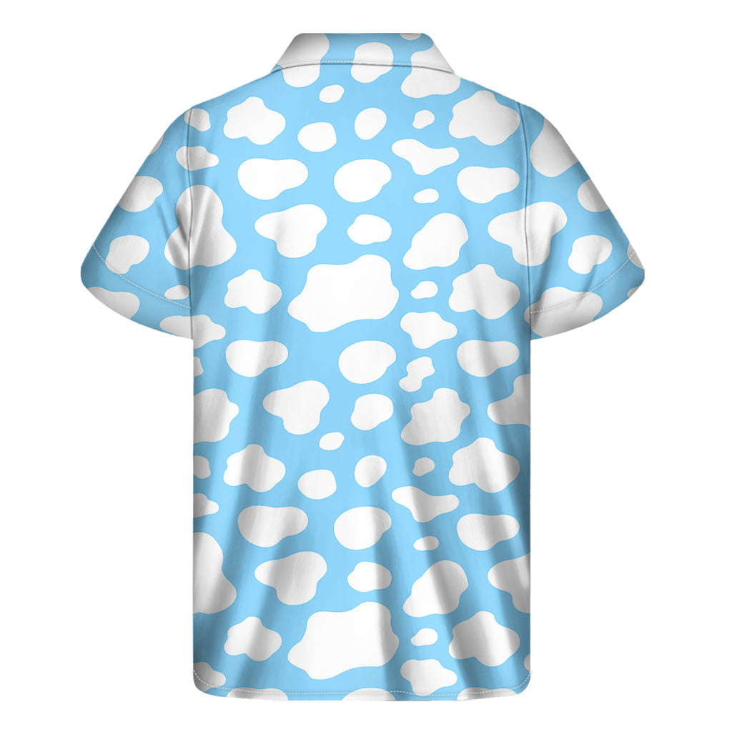 Blue Cow Print Hawaiian Short Sleeve Shirt - 2