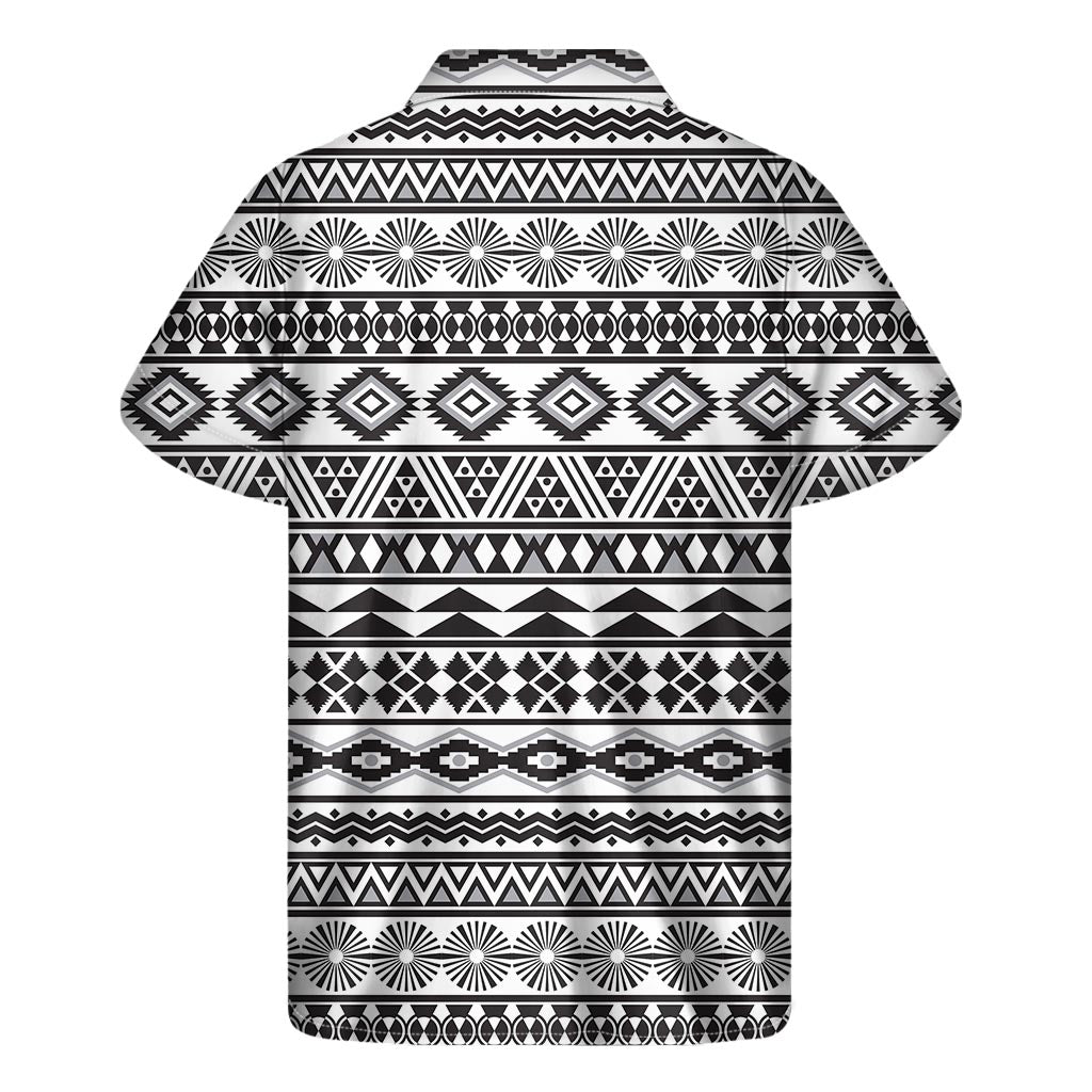 White and Grey Aztec Pattern Hawaiian Short Sleeve Shirt for Men - 2