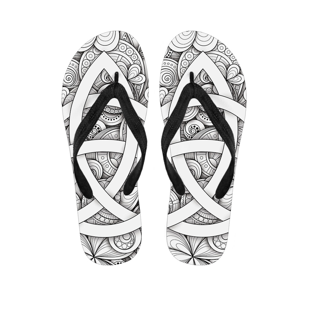 White Celtic Trinity Knot Symbol Hawaiian Outfit with Matching Flip Flops - 1