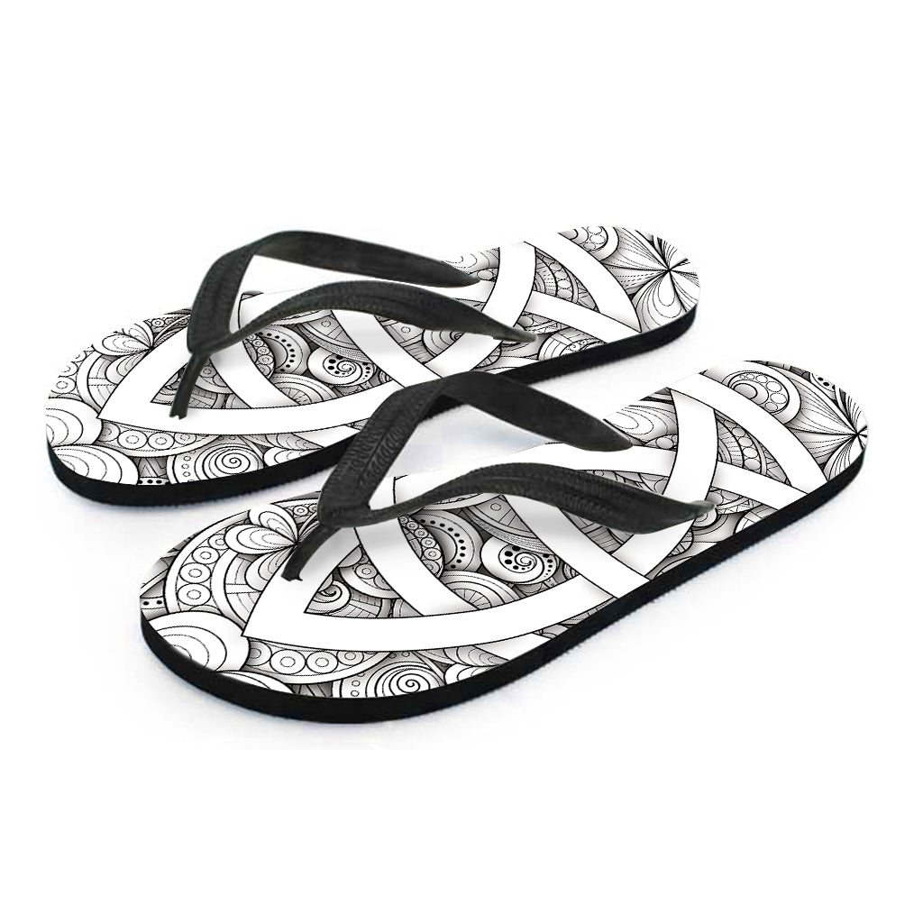 White Celtic Trinity Knot Symbol Hawaiian Outfit with Matching Flip Flops - 1