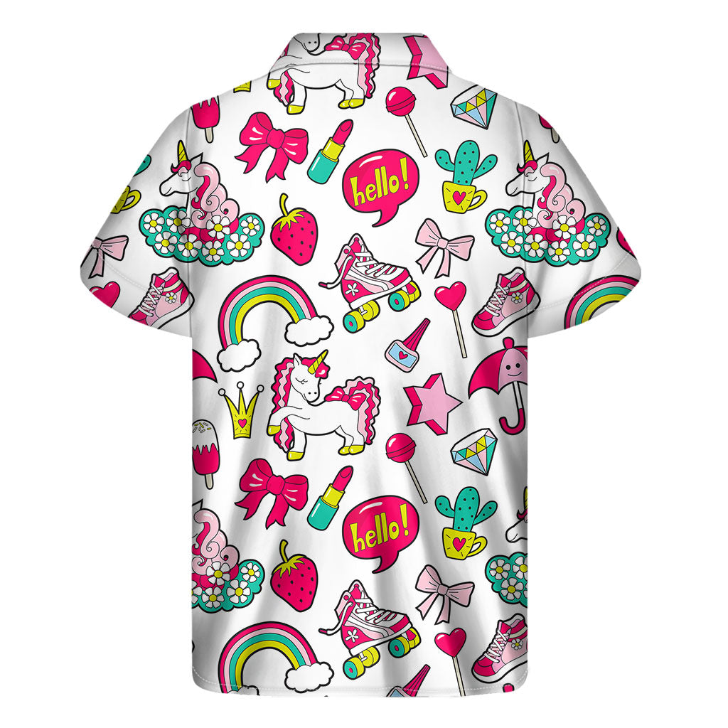 Island Bliss: Hawaiian Unicorn Print Short Sleeve Shirt - 2