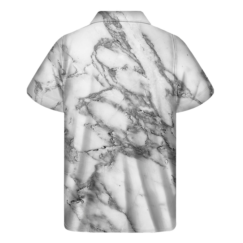 White and Gray Marble Hawaiian Short Sleeve Shirt - 2