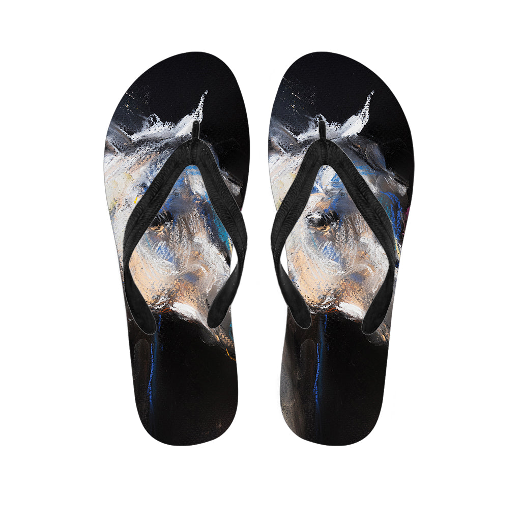 White Horse Portrait Hawaiian Flip Flops: Step into Island Style - 1