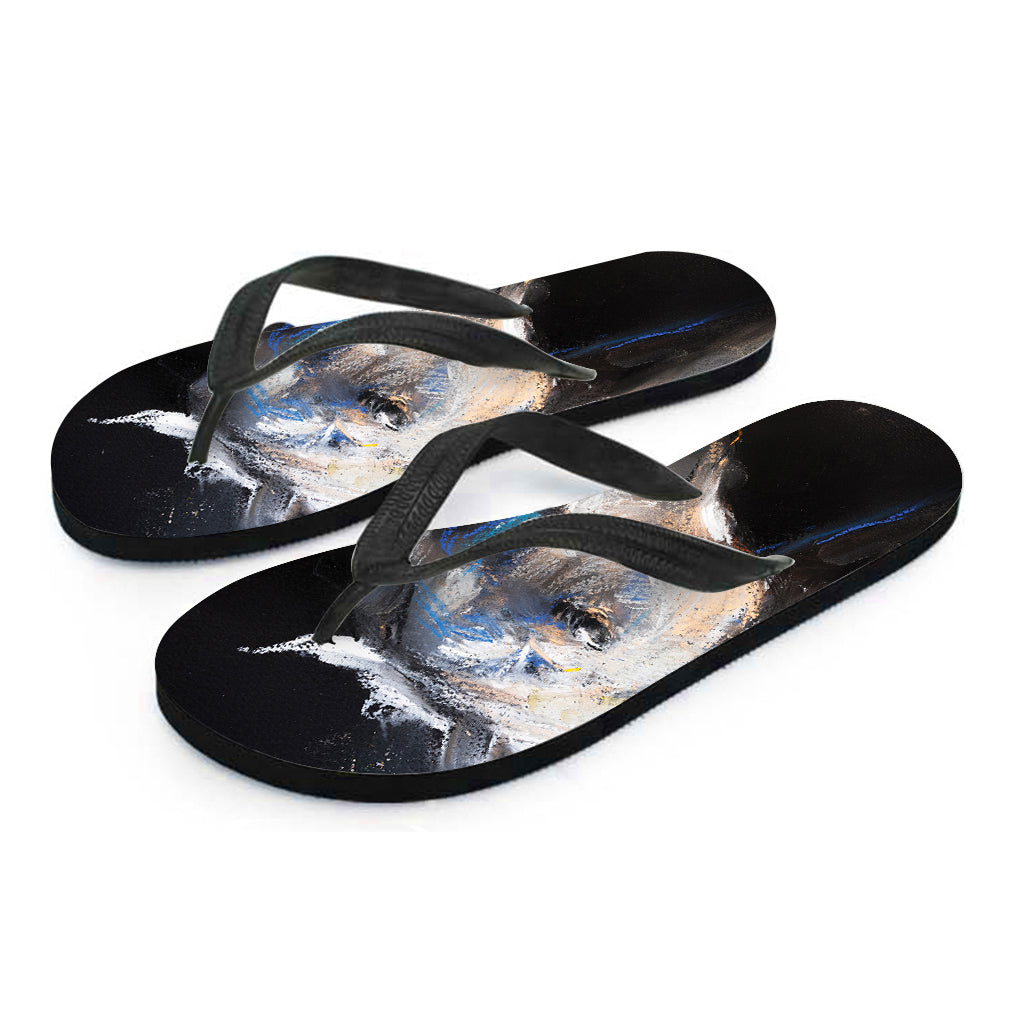 White Horse Portrait Hawaiian Flip Flops: Step into Island Style - 2