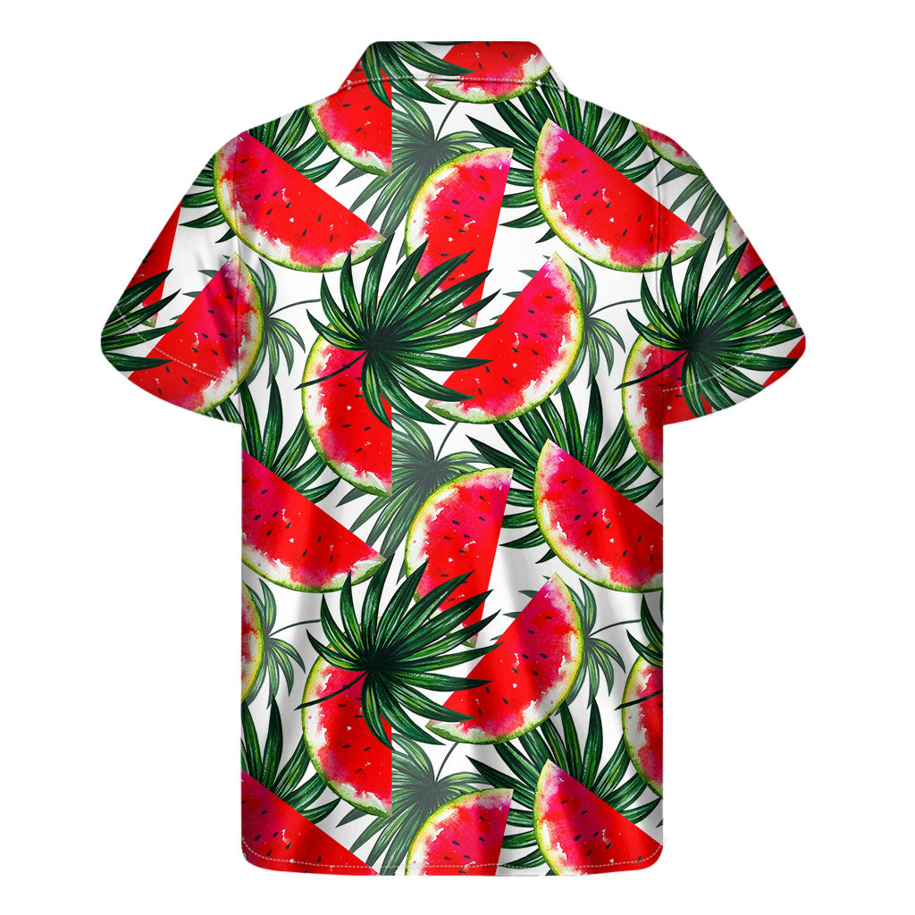 White Palm Leaf Watermelon Hawaiian Shirt for Men - 2