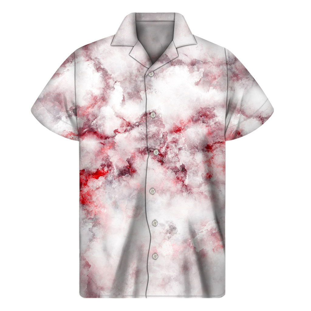 White Ruby Marble Hawaiian Men&#39;s Short Sleeve Shirt - 1