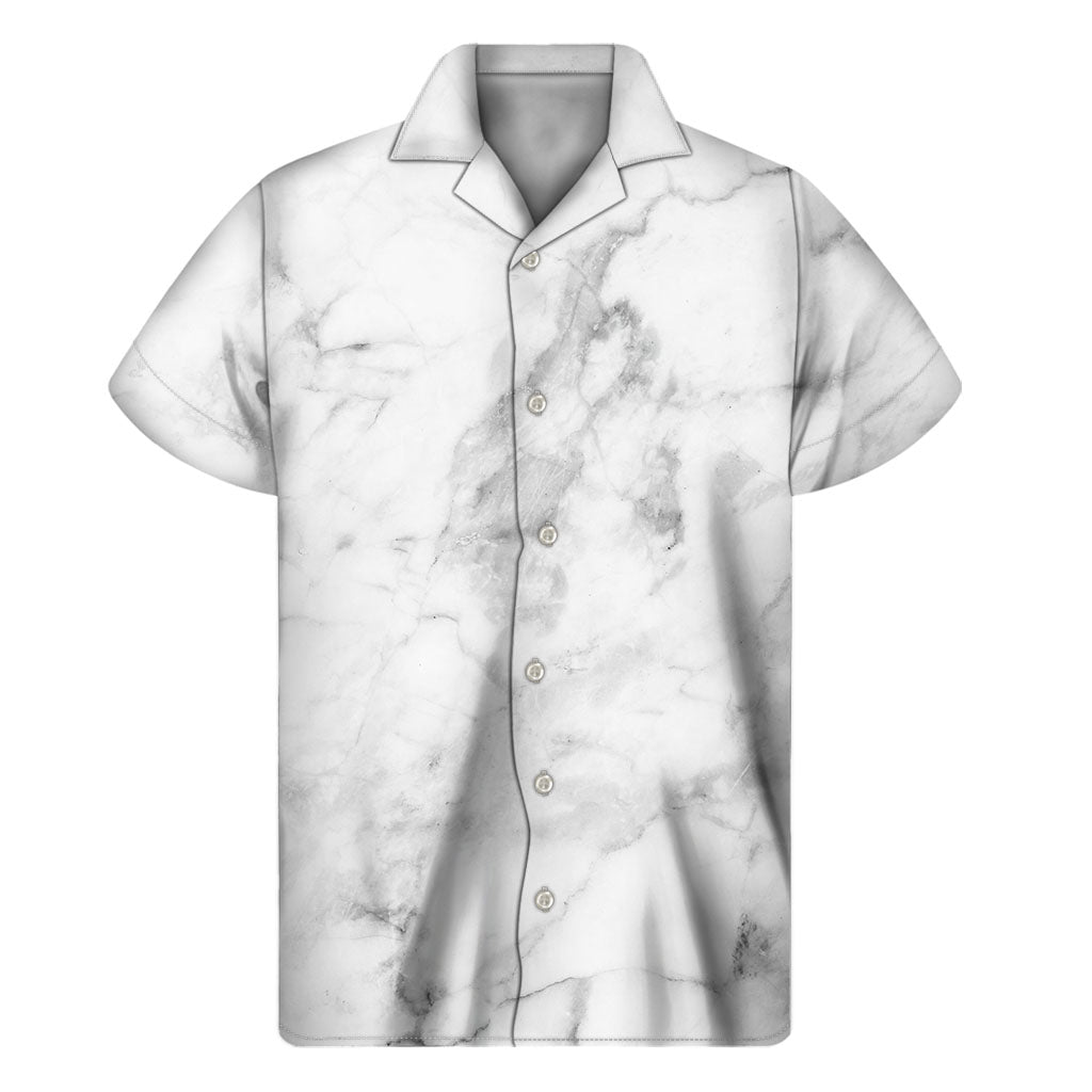 White Smoke Marble Print Hawaiian Shirt: Feel the Aloha Spirit in Style! - 1