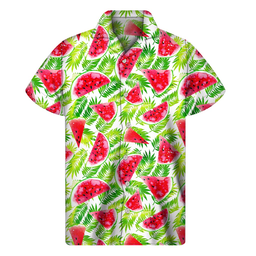 Summer Freshness: Hawaiian Watermelon Print Short Sleeve Shirt - 1