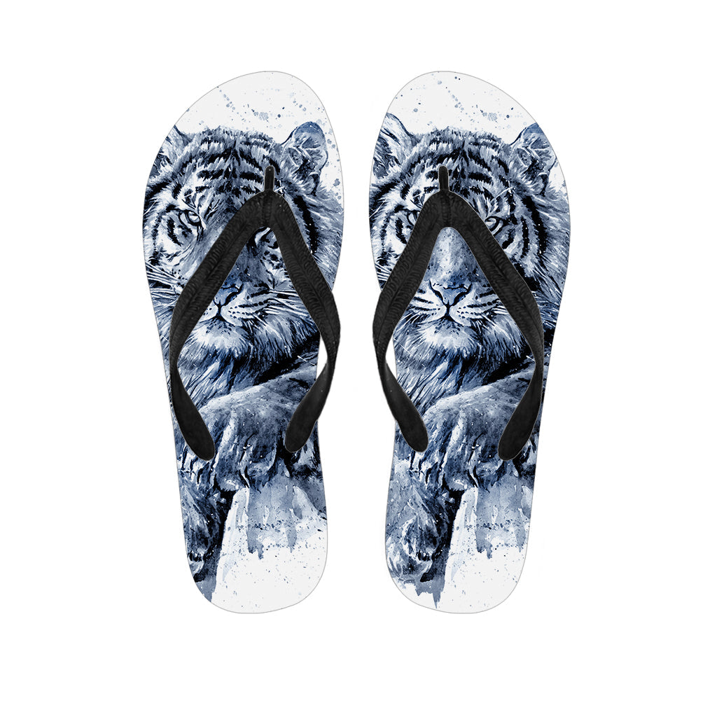 White Tiger Painting Print Hawaiian Flip Flops: Walk in Island Style - 1