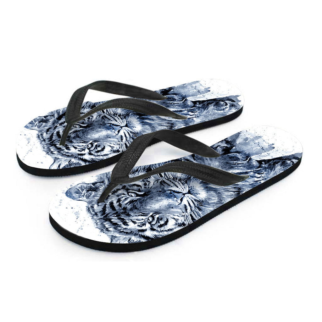 White Tiger Painting Print Hawaiian Flip Flops: Walk in Island Style - 2