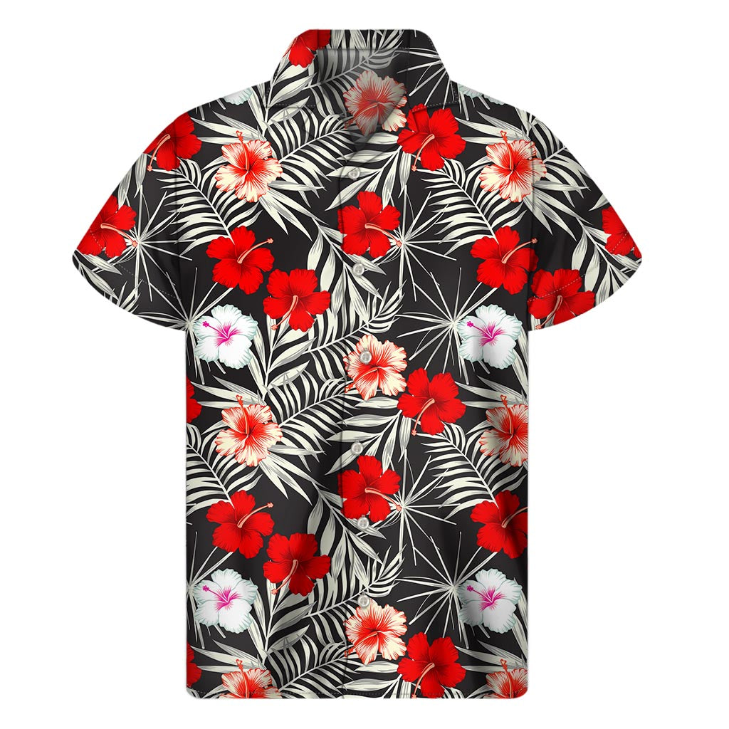 Tropical Vibes: Hawaiian Hibiscus Pattern Short Sleeve Shirt - 1